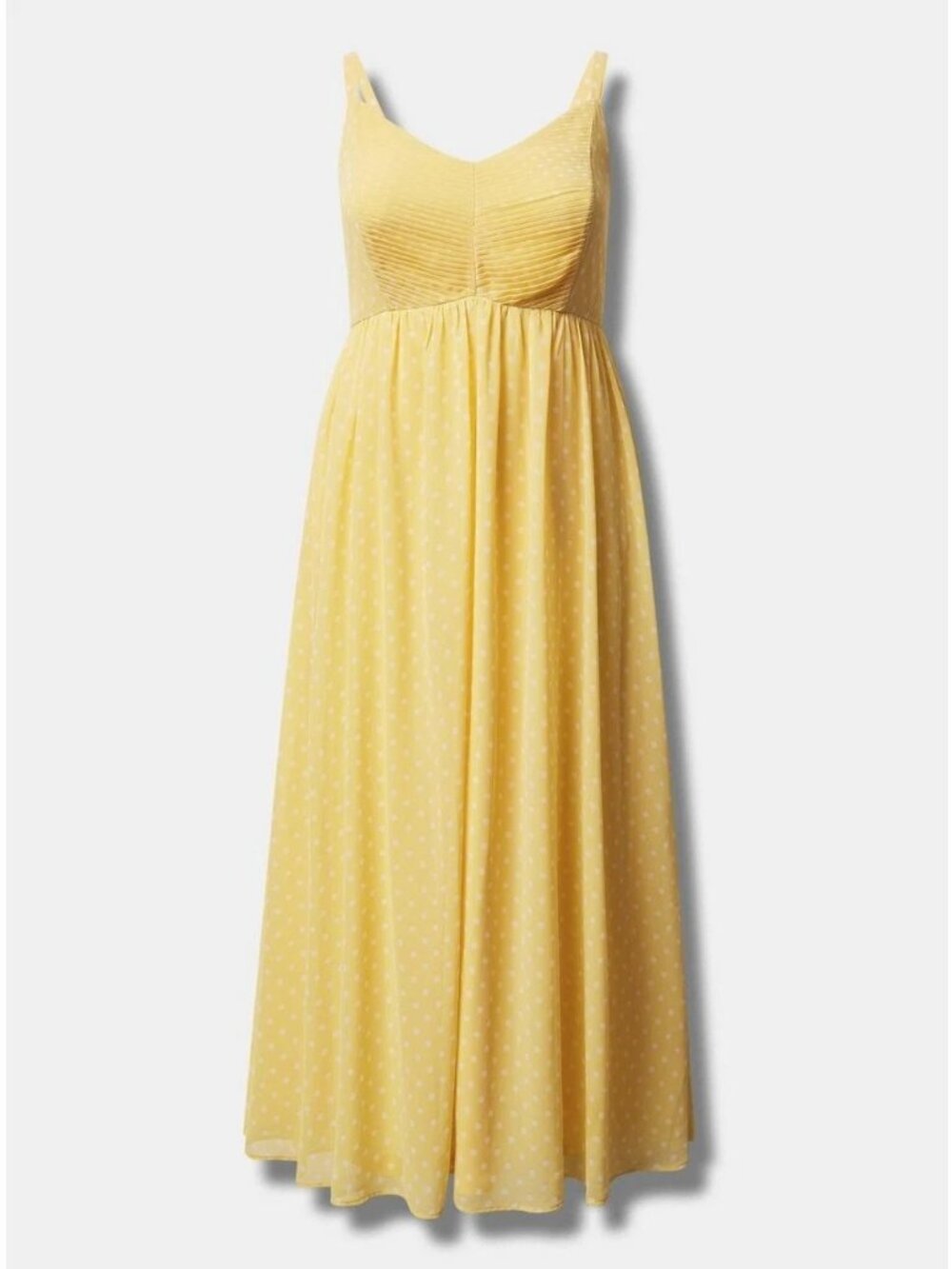 Torrid Yellow Maxi Chiffon Pleated Dress